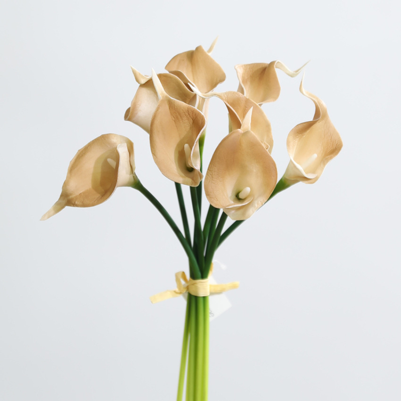 Μπουκέτο τεχνητών λουλουδιών PU με μίνι Calla lily, 8 στελέχη, διακοσμητικό για γάμους και οικιακή διακόσμηση