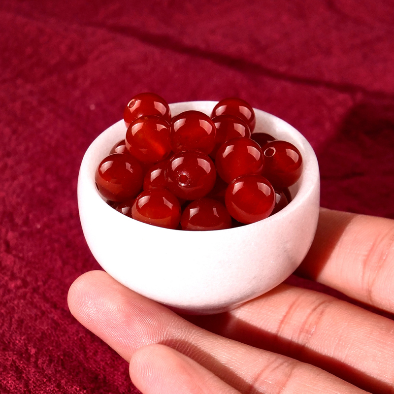 Κόκκινες agate χάντρες για DIY κοσμήματα – ημιτελείς σφαιρικές χάντρες, 10 mm