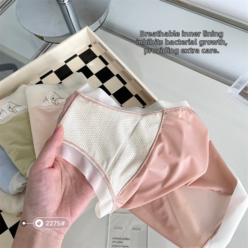 Dámske nohavičky Ice Silk so stredným pásom, antibakteriálne, priedušné, rýchloschnúce; nylonová tkanina s viskózovou podšívkou v rozkroku.