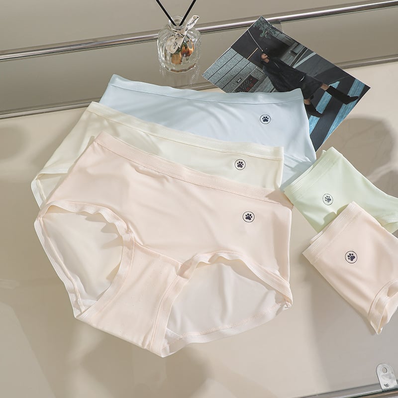 Εσώρουχο κορίτσια από Ice Silk, μεσαία μέση, ultra-thin, γρήγορο στέγνωμα, αίσθηση γυμνού δέρματος, αντιβακτηριακή περιοχή, μονόχρωμα σλιπ