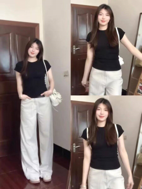 Plus-size γυναικείο T-shirt με κοντά μανίκια για καλοκαίρι, εφαρμοστό στυλ, στρογγυλή λαιμόκοψη, casual και ευπροσάρμοστο τοπ