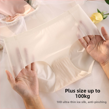 Dámska spodná bielizeň pre plnoštíhle ženy, 10D Ice Silk, stredne veľký pás, antibakteriálna, reguluje bruško, priedušná, neviditeľná pod oblečením, ľahká