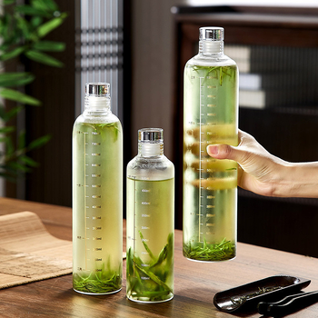 Hideg tea palack, boroszilikát üvegből, 500 ml, hordozható, zárható, ideális hideg teához és hideg vízhez