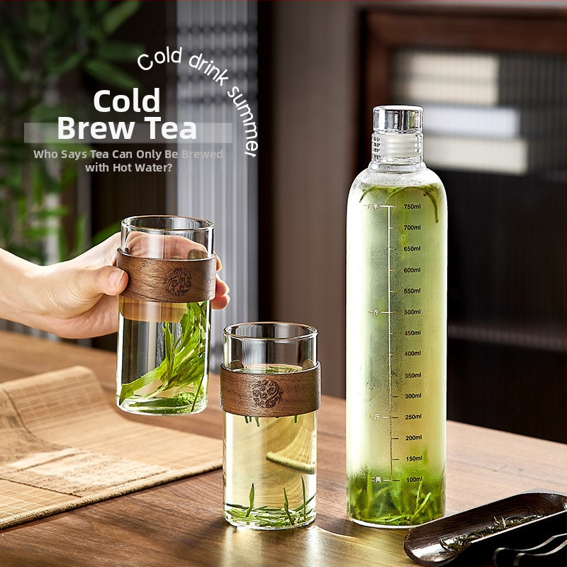 Fľaša na čaj Cold Brew z borosilikátového skla, 500 ml, prenosná uzavretá fľaša na ľadový čaj a studenú vodu