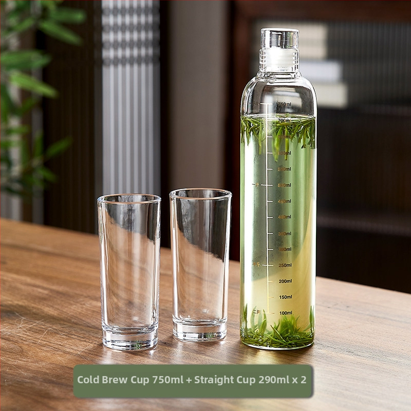 Fľaša na čaj Cold Brew z borosilikátového skla, 500 ml, prenosná uzavretá fľaša na ľadový čaj a studenú vodu