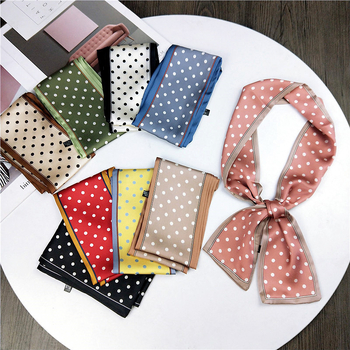 Γυναικείο διπλής όψεως μακρύ φουλάρι με πουά, κορεατικού στυλ, ευέλικτο αξεσουάρ για τα μαλλιά, βραχιόλι και κορδέλα