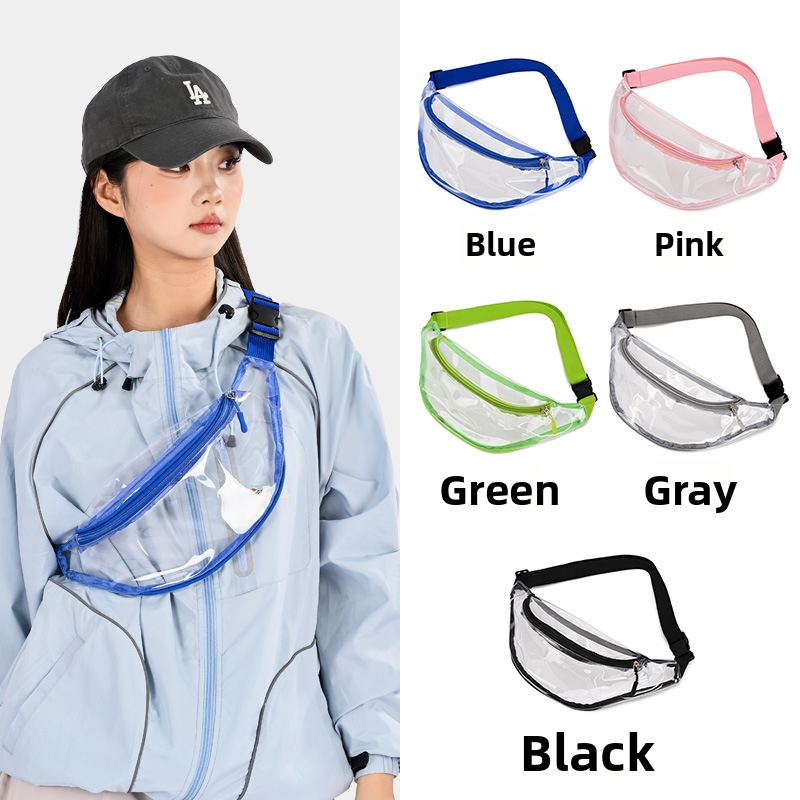 Priehľadná ľadvinka z PVC pre ženy s potlačou loga, vodotesná crossbody taška na outdoor a pláž