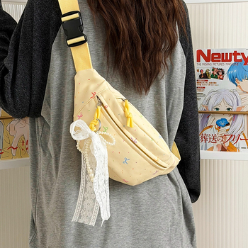 Geantă crossbody drăguță cu fundă desen animat pentru eleve, stil artistic proaspăt, model nou 2026