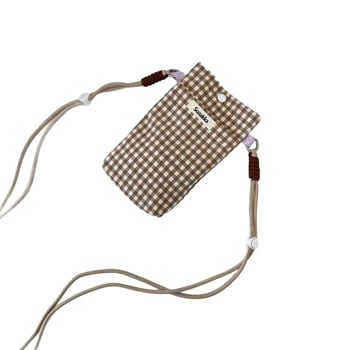 Geantă crossbody pentru telefon, din țesătură în carouri, în nuanțe macarons