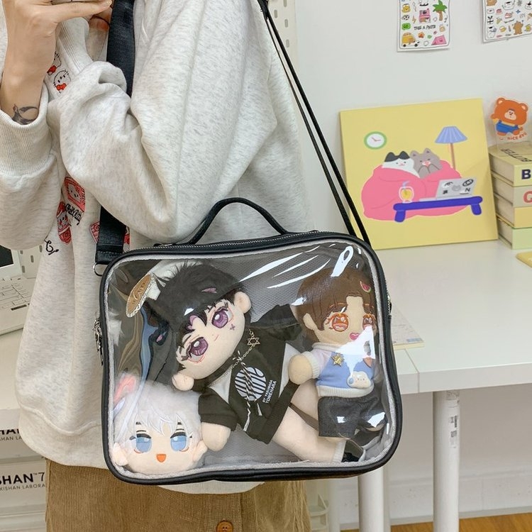 20 cm σακίδιο για κορίτσια με κέντημα γάτας, anime-στυλ, απλός σχολικός σχεδιασμός, χιαστί τσάντα