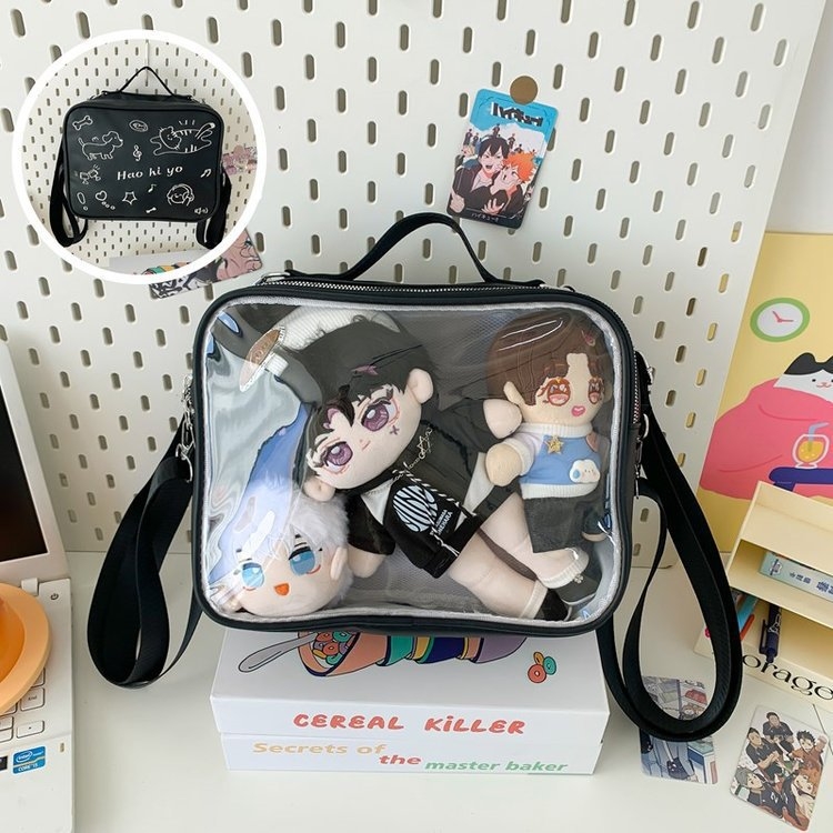 20 cm σακίδιο για κορίτσια με κέντημα γάτας, anime-στυλ, απλός σχολικός σχεδιασμός, χιαστί τσάντα