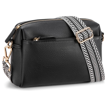 Μικρή γυναικεία τσάντα crossbody με τρία φερμουάρ, PU δερμάτινη τσάντα για κινητό και πολύχρωμο ιμάντα στον ώμο
