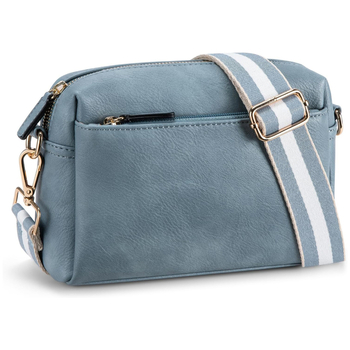 Μικρή γυναικεία τσάντα crossbody με τρία φερμουάρ, PU δερμάτινη τσάντα για κινητό και πολύχρωμο ιμάντα στον ώμο