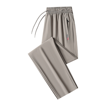 2026 Ανδρικά casual παντελόνια Ice Silk για το καλοκαίρι, λεπτά, ελαστικά, ίσια γραμμή, γρήγορο στέγνωμα, άνετη εφαρμογή, μεγάλου μεγέθους, με φερμουάρ στους αστραγάλους