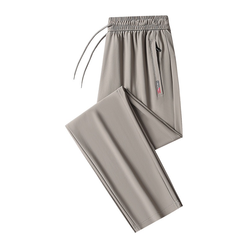 2026 Ανδρικά casual παντελόνια Ice Silk για το καλοκαίρι, λεπτά, ελαστικά, ίσια γραμμή, γρήγορο στέγνωμα, άνετη εφαρμογή, μεγάλου μεγέθους, με φερμουάρ στους αστραγάλους