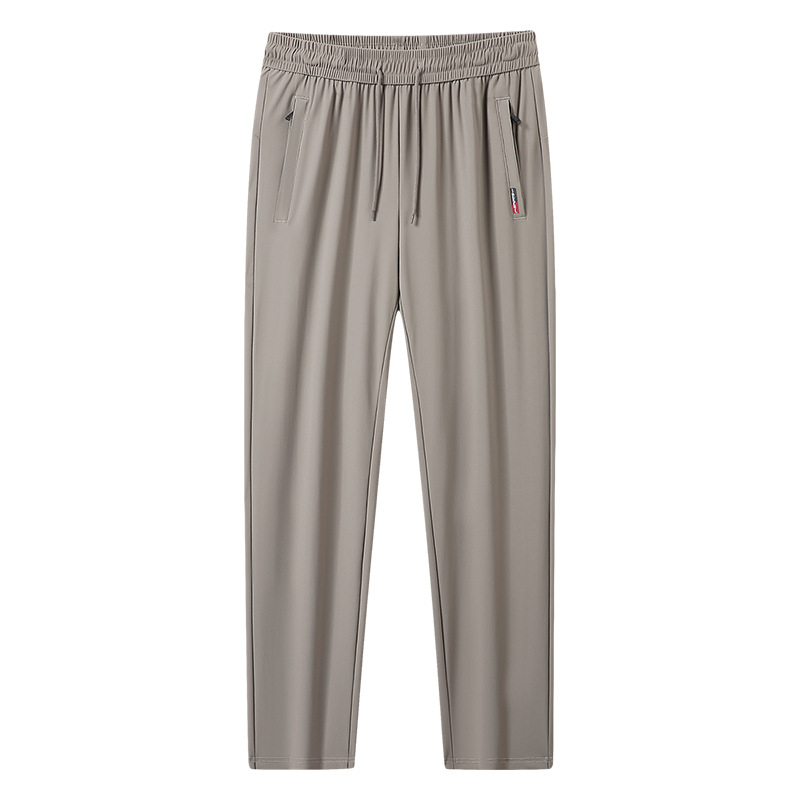 2026 Ανδρικά casual παντελόνια Ice Silk για το καλοκαίρι, λεπτά, ελαστικά, ίσια γραμμή, γρήγορο στέγνωμα, άνετη εφαρμογή, μεγάλου μεγέθους, με φερμουάρ στους αστραγάλους