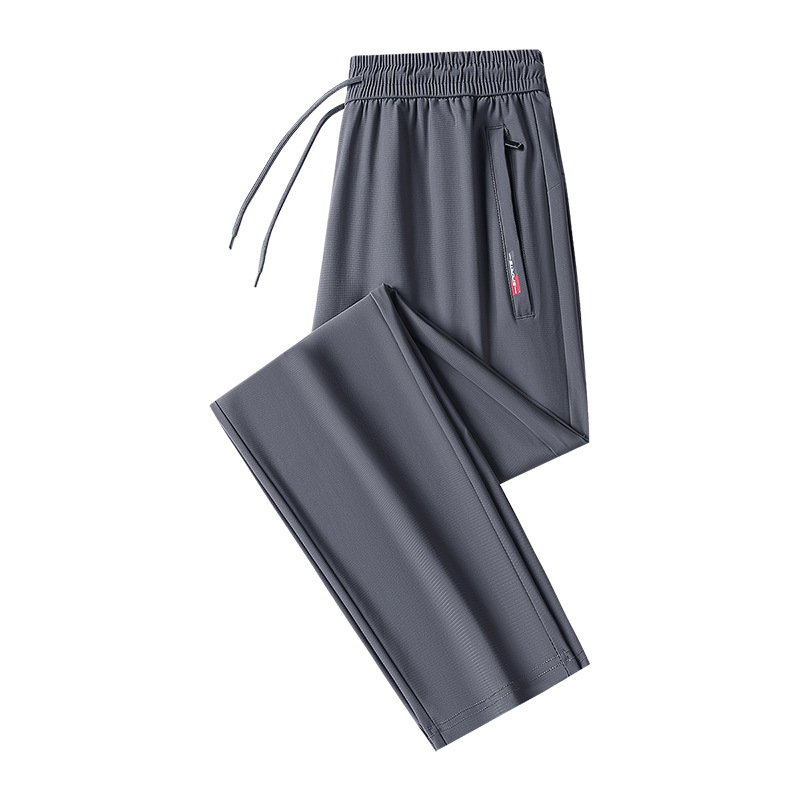 2026 Ανδρικά casual παντελόνια Ice Silk για το καλοκαίρι, λεπτά, ελαστικά, ίσια γραμμή, γρήγορο στέγνωμα, άνετη εφαρμογή, μεγάλου μεγέθους, με φερμουάρ στους αστραγάλους