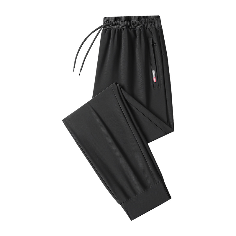 2026 Ανδρικά casual παντελόνια Ice Silk για το καλοκαίρι, λεπτά, ελαστικά, ίσια γραμμή, γρήγορο στέγνωμα, άνετη εφαρμογή, μεγάλου μεγέθους, με φερμουάρ στους αστραγάλους
