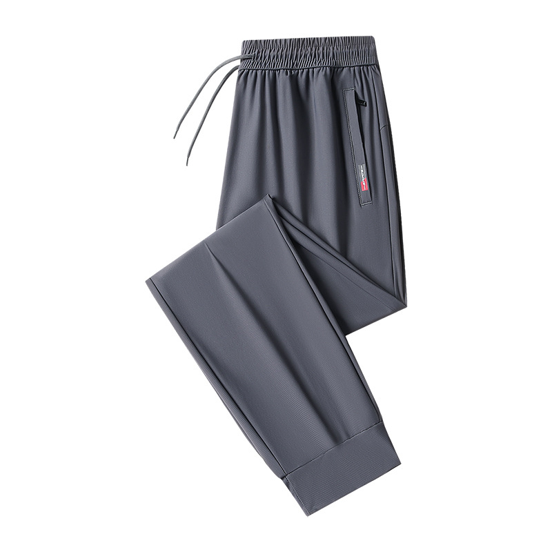 2026 Ανδρικά casual παντελόνια Ice Silk για το καλοκαίρι, λεπτά, ελαστικά, ίσια γραμμή, γρήγορο στέγνωμα, άνετη εφαρμογή, μεγάλου μεγέθους, με φερμουάρ στους αστραγάλους