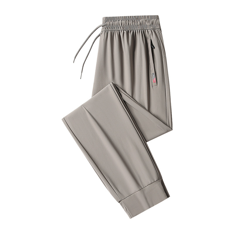 2026 Ανδρικά casual παντελόνια Ice Silk για το καλοκαίρι, λεπτά, ελαστικά, ίσια γραμμή, γρήγορο στέγνωμα, άνετη εφαρμογή, μεγάλου μεγέθους, με φερμουάρ στους αστραγάλους