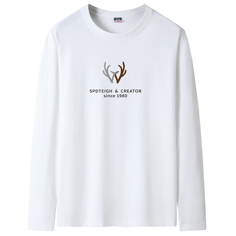 Ανδρική μακρυμάνικη βαμβακερή T‑shirt, με στρογγυλή λαιμόκοψη, χαλαρή γραμμή, μεγάλο μέγεθος, άνοιξη–φθινόπωρο 2025