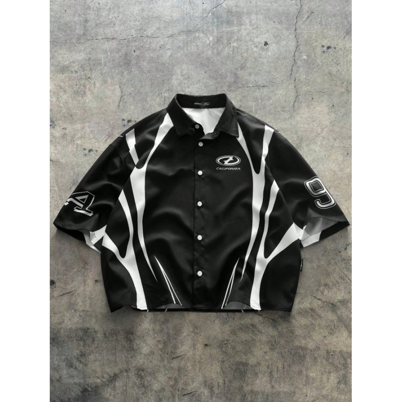 Πουκάμισο unisex με ριγέ ψηφιακή εκτύπωση, casual μόδα για άνδρες και γυναίκες