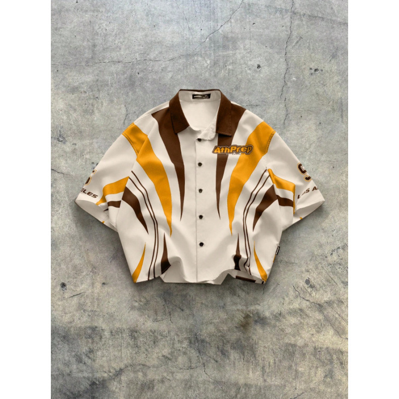 Πουκάμισο unisex με ριγέ ψηφιακή εκτύπωση, casual μόδα για άνδρες και γυναίκες