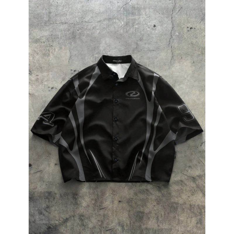 Πουκάμισο unisex με ριγέ ψηφιακή εκτύπωση, casual μόδα για άνδρες και γυναίκες