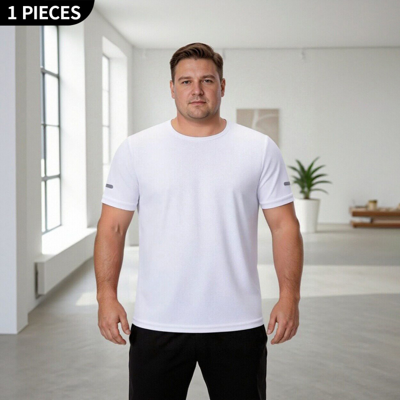 Ανδρικό κοντομάνικο T‑shirt με γρήγορο στέγνωμα, χαλαρή γραμμή, μονόχρωμο, καλοκαιρινό αθλητικό
