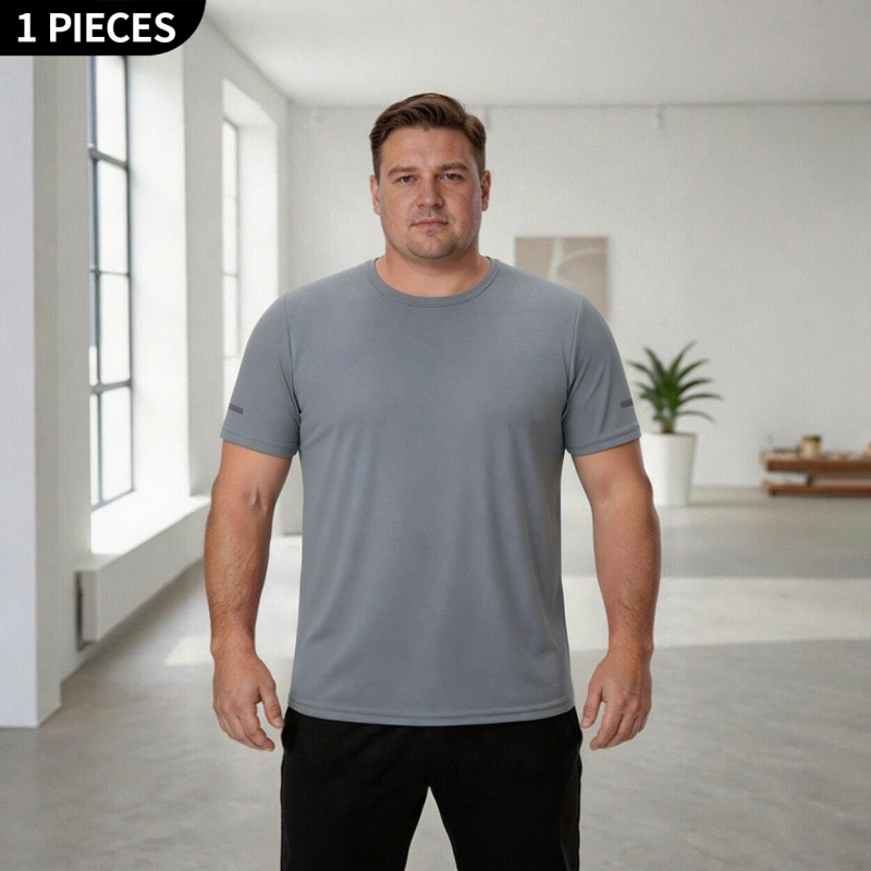Ανδρικό κοντομάνικο T‑shirt με γρήγορο στέγνωμα, χαλαρή γραμμή, μονόχρωμο, καλοκαιρινό αθλητικό