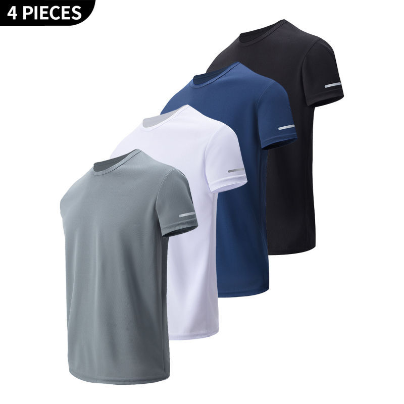 Ανδρικό κοντομάνικο T‑shirt με γρήγορο στέγνωμα, χαλαρή γραμμή, μονόχρωμο, καλοκαιρινό αθλητικό
