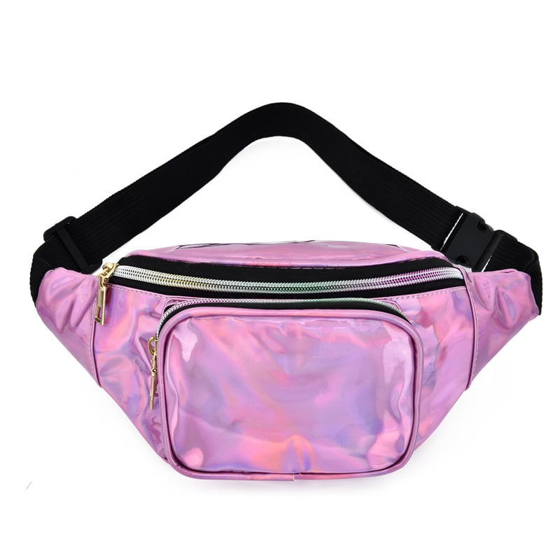 Geantă de talie impermeabilă pentru femei, imprimeu laser colorat; geantă crossbody/pe bust cu detalii laser