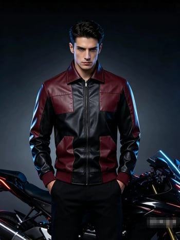 Jachetă motocicletă color-block 2026 pentru primăvară-toamnă, jachetă din PU pentru bărbați cu rever