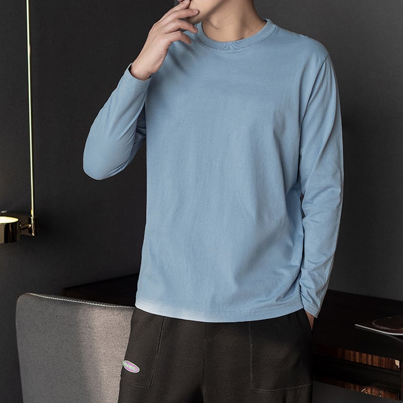 Ανδρική μακρυμάνικη T‑shirt από 100% βαμβάκι, ελαφριά και διαπνέουσα, στρογγυλός λαιμός, κατάλληλη ως βασικό ρούχο ή καθημερινή εξωτερική ενδυμασία