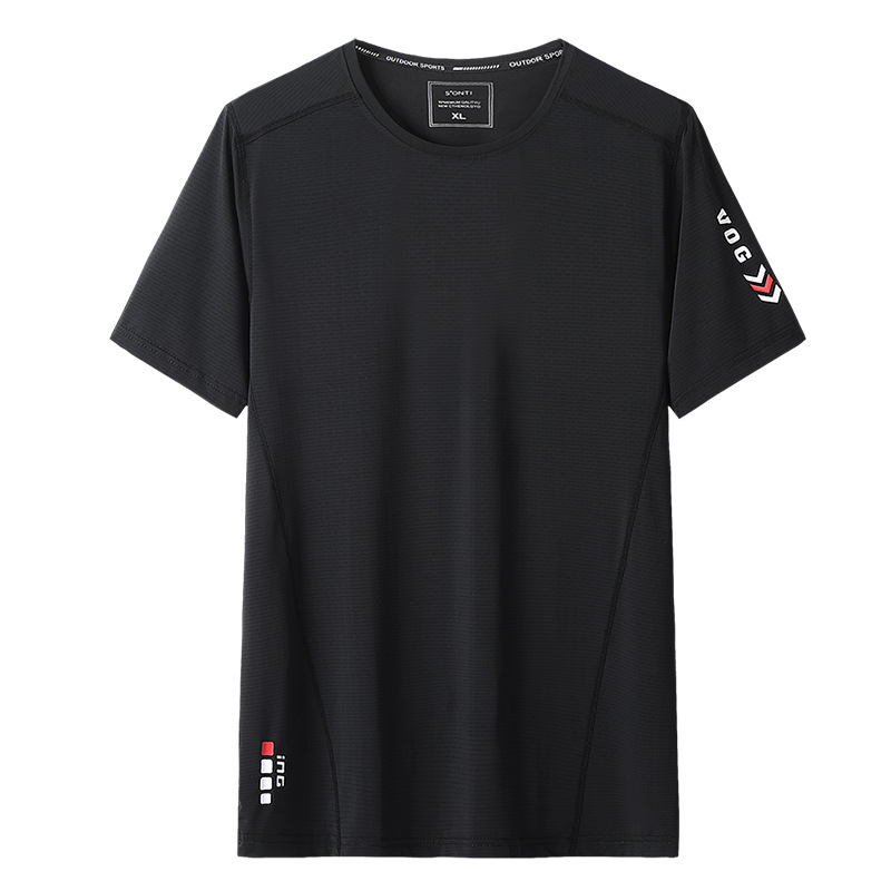 9552 Νέα Ice Silk αντρική T-Shirt με στρογγυλό λαιμό, χαλαρή γραμμή, κοντό μανίκι, ελαφρύ καλοκαιρινό μονόχρωμο, μεγέθη L-9XL