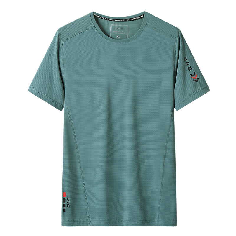 9552 Νέα Ice Silk αντρική T-Shirt με στρογγυλό λαιμό, χαλαρή γραμμή, κοντό μανίκι, ελαφρύ καλοκαιρινό μονόχρωμο, μεγέθη L-9XL