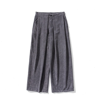 Plus-Size παντελόνια από corduroy, κινεζο-ιαπωνικού στυλ, χαλαρή γραμμή ίσια-ευρεία, casual, φθινοπωρινό-χειμερινό 2024