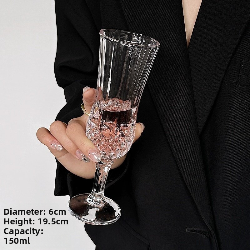 Súprava sklenených pohárov na víno s diamantovým výbrusom v európskom štýle s pohármi na whisky, brandy, šampanské a alkohol