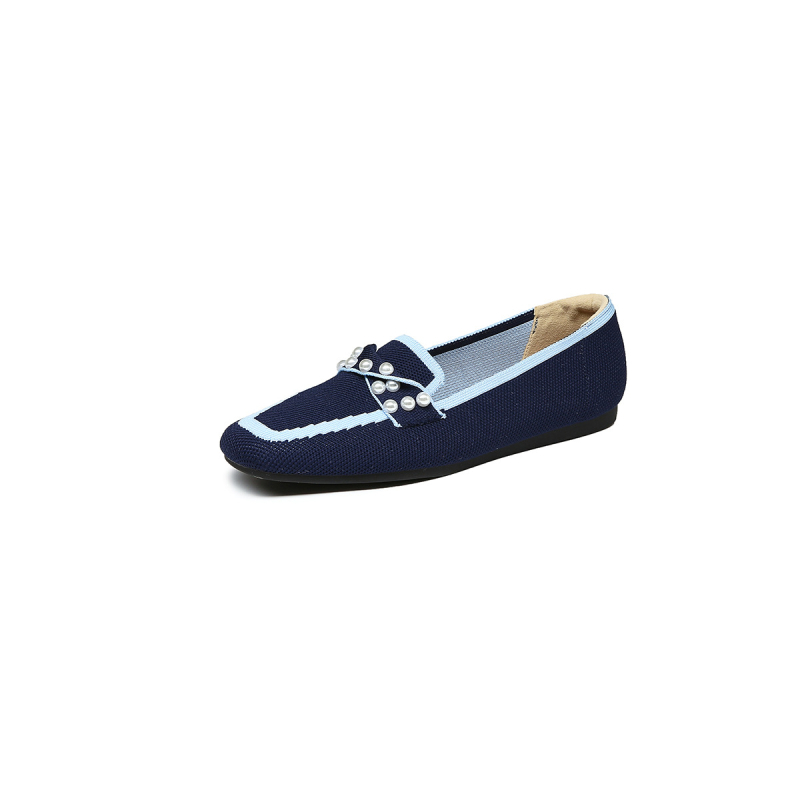 2025 japán-stílusú négyzetes orrú kötött lapos női loafers, vízálló és lélegző, kézzel készített slip-on