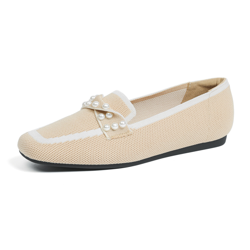 2025 japán-stílusú négyzetes orrú kötött lapos női loafers, vízálló és lélegző, kézzel készített slip-on