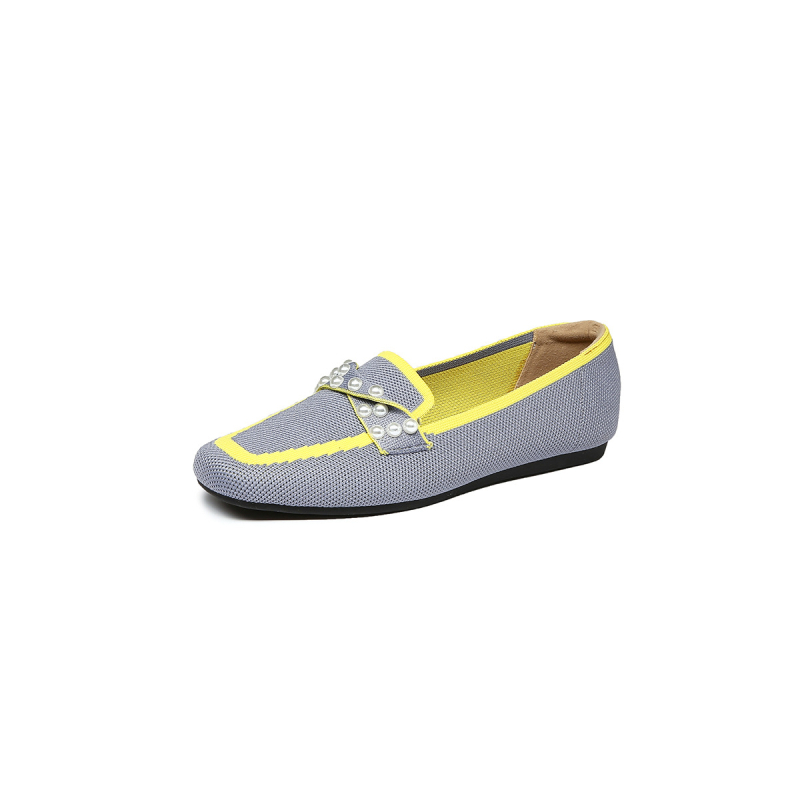 2025 japán-stílusú négyzetes orrú kötött lapos női loafers, vízálló és lélegző, kézzel készített slip-on