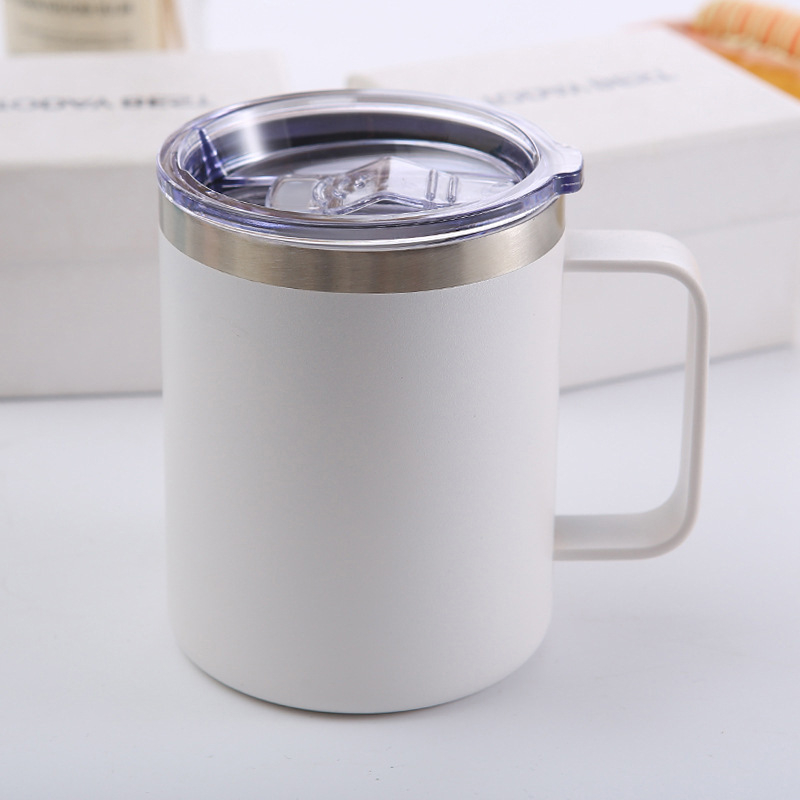 12oz διπλού τοιχώματος μονωμένη κούπα καφέ με χερούλι, εσωτερικό από 304 ανοξείδωτο ατσάλι, εξωτερικό από 201 ανοξείδωτο ατσάλι, φορητή κύπελλο γραφείου