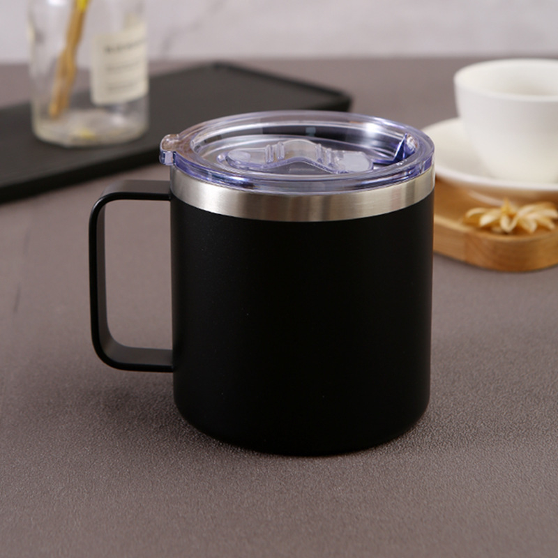 12oz διπλού τοιχώματος μονωμένη κούπα καφέ με χερούλι, εσωτερικό από 304 ανοξείδωτο ατσάλι, εξωτερικό από 201 ανοξείδωτο ατσάλι, φορητή κύπελλο γραφείου