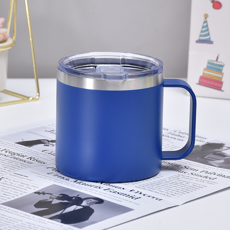 12oz διπλού τοιχώματος μονωμένη κούπα καφέ με χερούλι, εσωτερικό από 304 ανοξείδωτο ατσάλι, εξωτερικό από 201 ανοξείδωτο ατσάλι, φορητή κύπελλο γραφείου