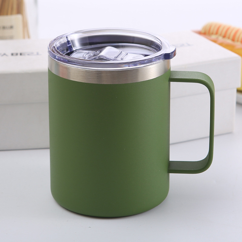12oz διπλού τοιχώματος μονωμένη κούπα καφέ με χερούλι, εσωτερικό από 304 ανοξείδωτο ατσάλι, εξωτερικό από 201 ανοξείδωτο ατσάλι, φορητή κύπελλο γραφείου