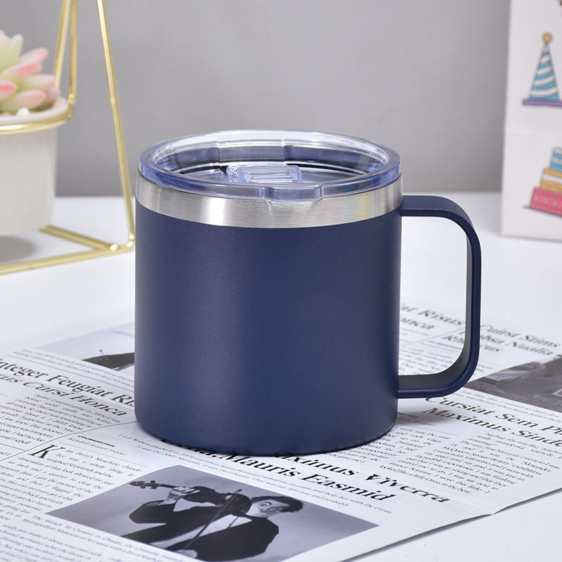 12oz διπλού τοιχώματος μονωμένη κούπα καφέ με χερούλι, εσωτερικό από 304 ανοξείδωτο ατσάλι, εξωτερικό από 201 ανοξείδωτο ατσάλι, φορητή κύπελλο γραφείου