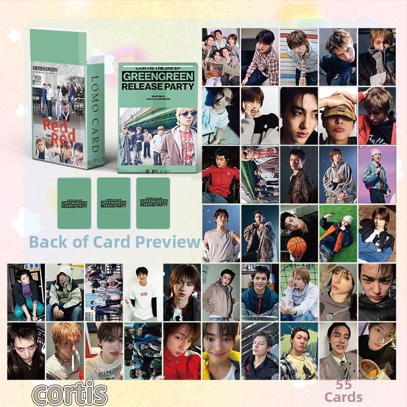 Pohľadnica CORTIS Mini Card – edícia Laser Lomo s kórejskými hviezdami Martinom Zhao Yufanom, Kim Joo-Hoonom a Eom Seong-Hyunom