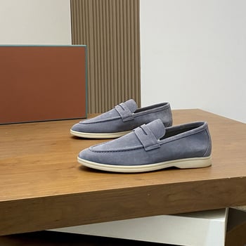 Мъжки лоуфъри от матов набук, стил Old Money, без връзки, ежедневни мокасини