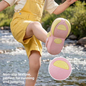 Detské protišmykové vodné sandále z EVA peny na letné hranie vonku s hrubou mäkkou podrážkou a rýchloschnúcimi, zápachom odolnými drevákmi.
