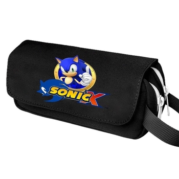 Νέο Sonic τσαντάκι μολυβιού μεγάλου όγκου με διπλό επίπεδο, φορητό, για μαθητές δημοτικού και γυμνασίου